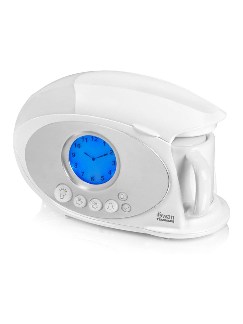 Swan white teasmade with LCD analogue clock from a British brand