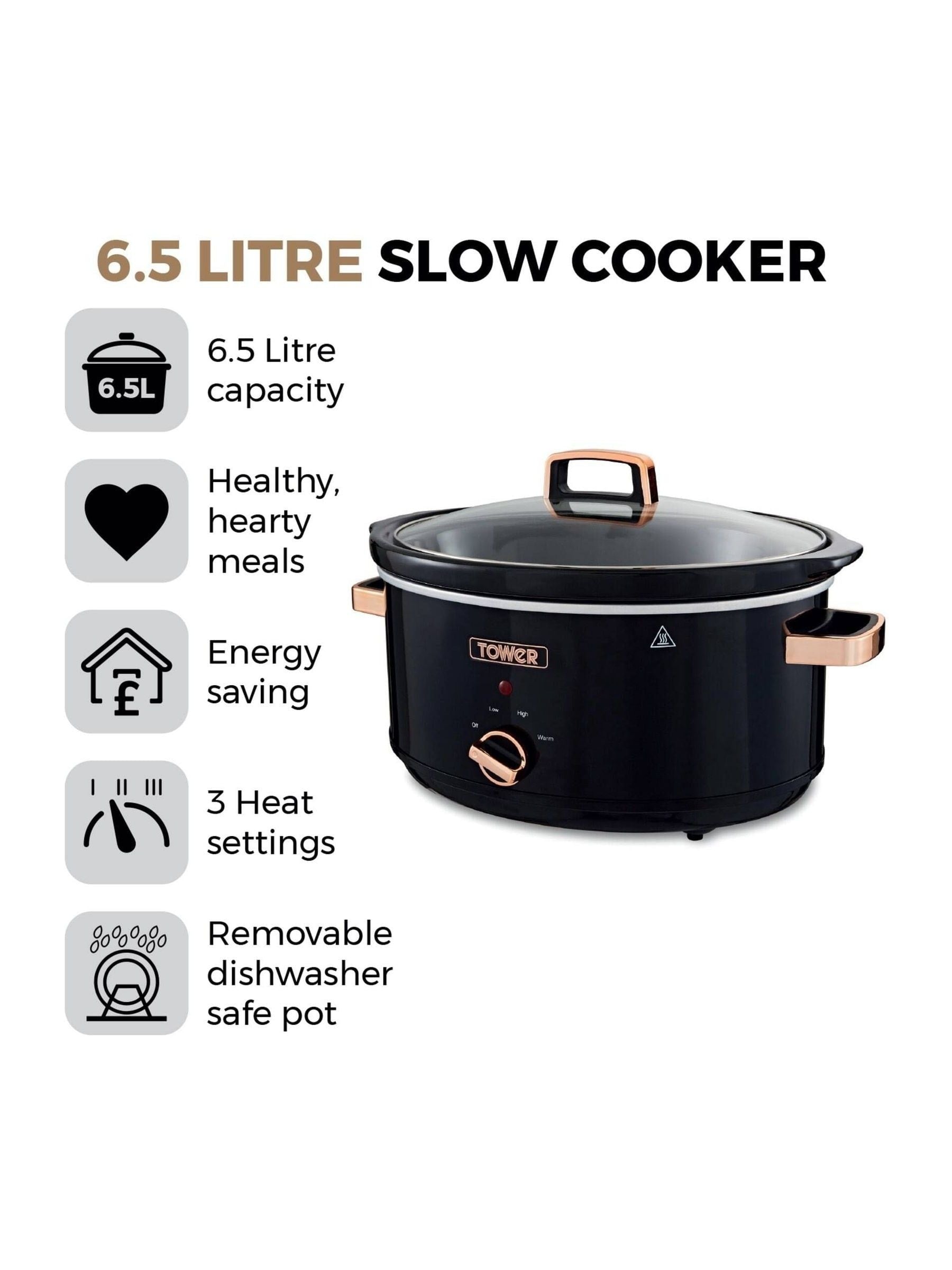 Tower rose gold slow cooker 6.5L stainless steel, UK version