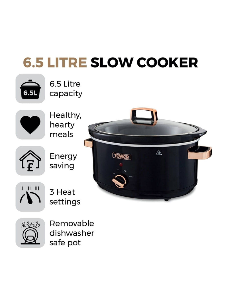 Tower rose gold slow cooker 6.5L stainless steel, UK version