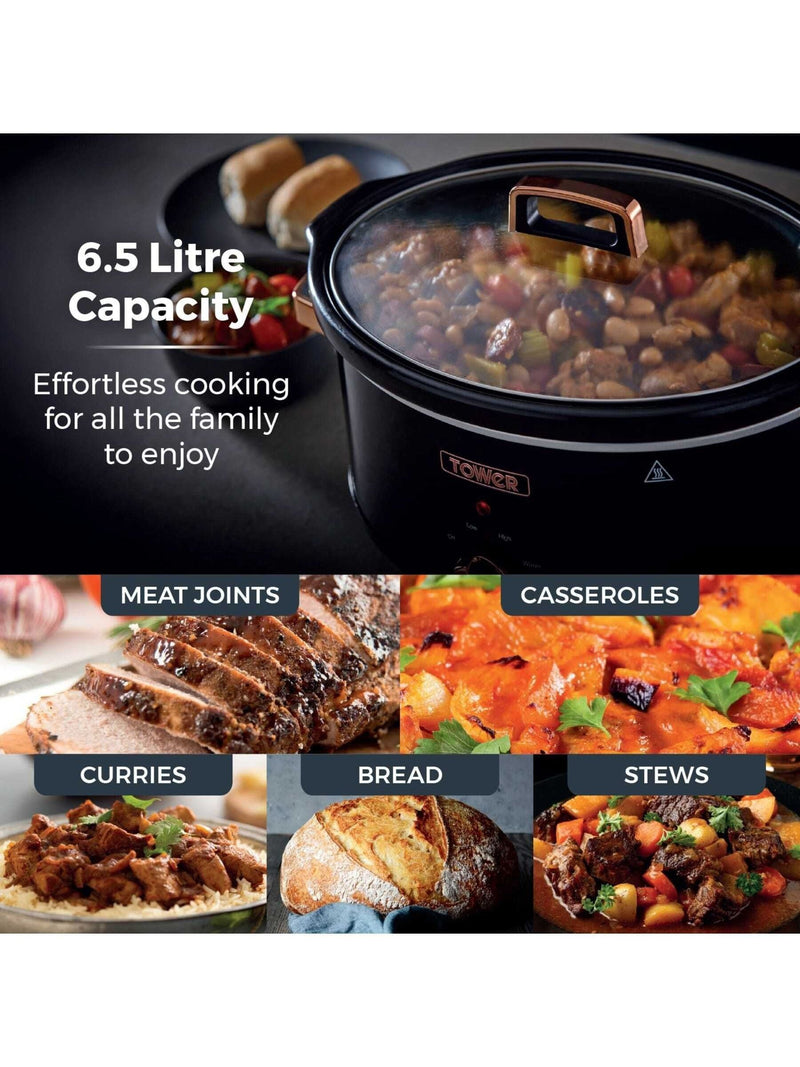 Tower rose gold slow cooker 6.5L stainless steel, UK version