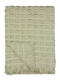 Wylder Sage Walton waffle fringed throw 130x180cm - British product