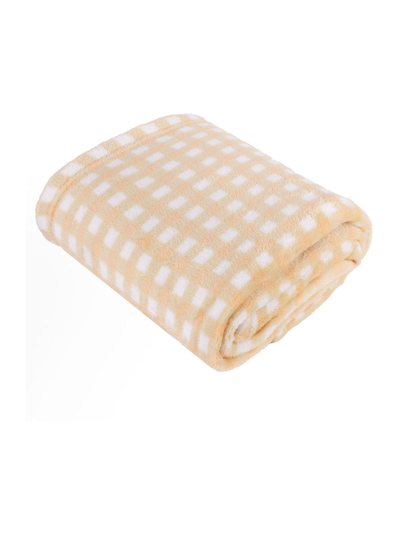 Furn yellow gingham fleece throw 130x150cm - British product
