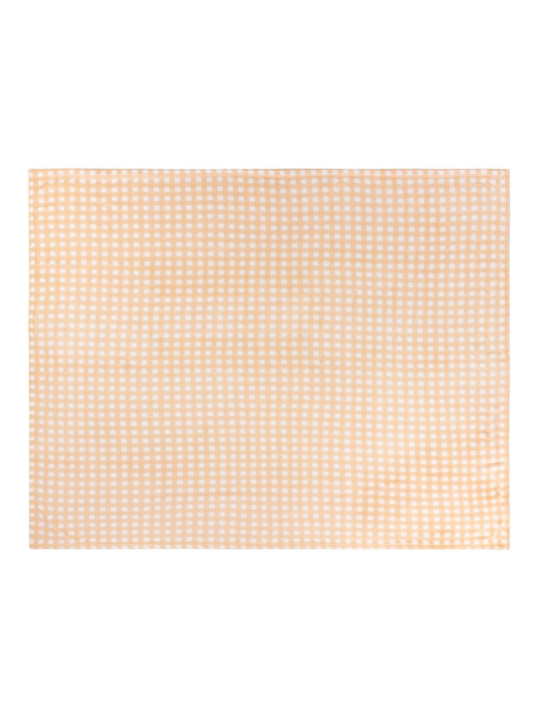 Furn yellow gingham fleece throw 130x150cm - British product