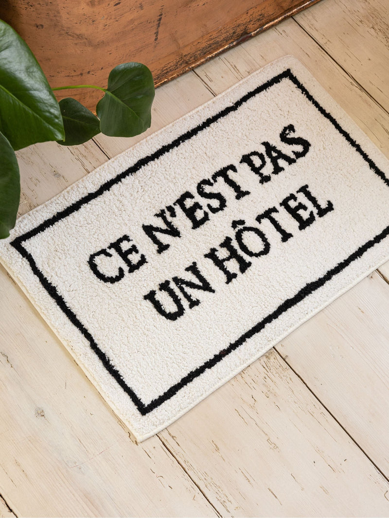 Rockett St George Black/White Hotel Slogan 100% Cotton Bath Mat