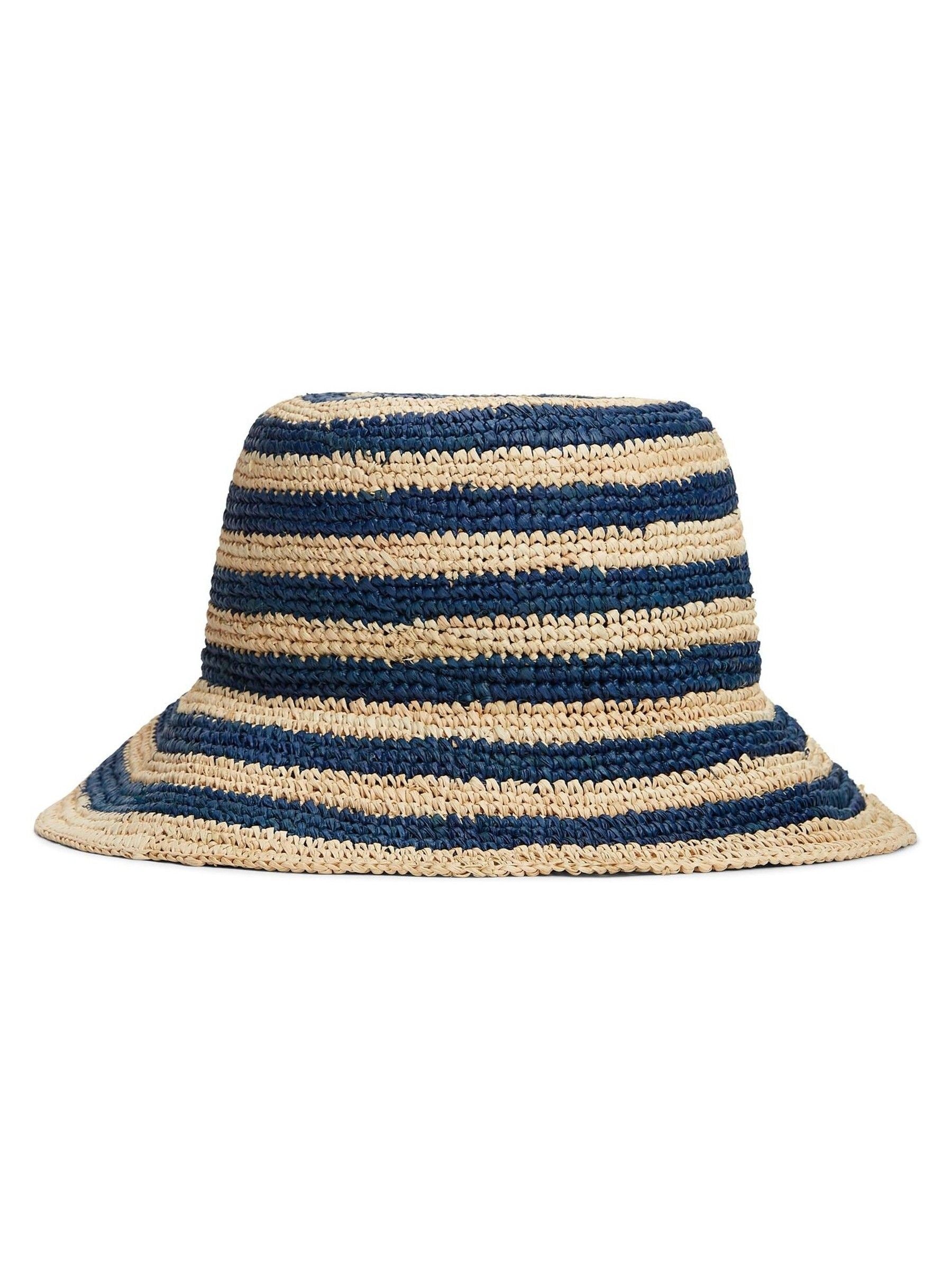 Tommy Hilfiger raffia bucket hat blue stripe 57cm UK version