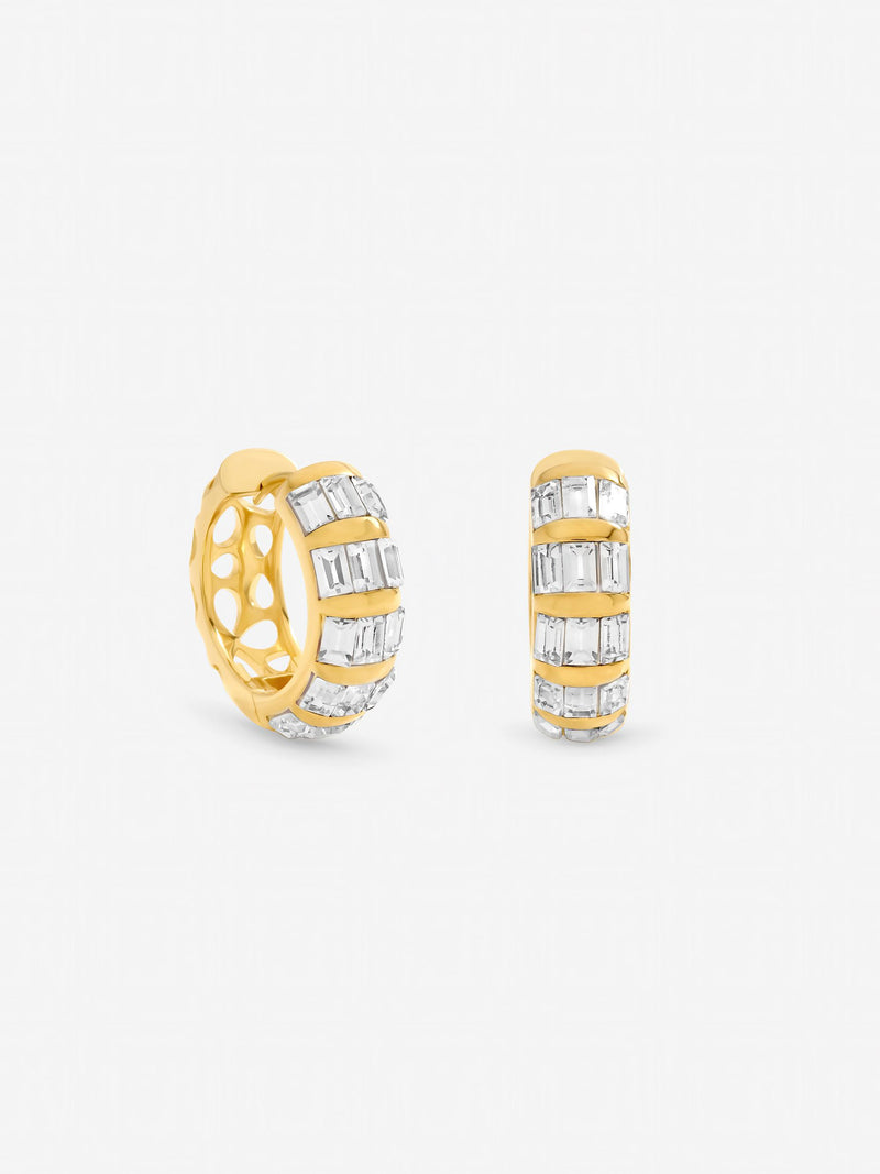 Jon Richard gold tone crystal baguette hoop earrings, UK version