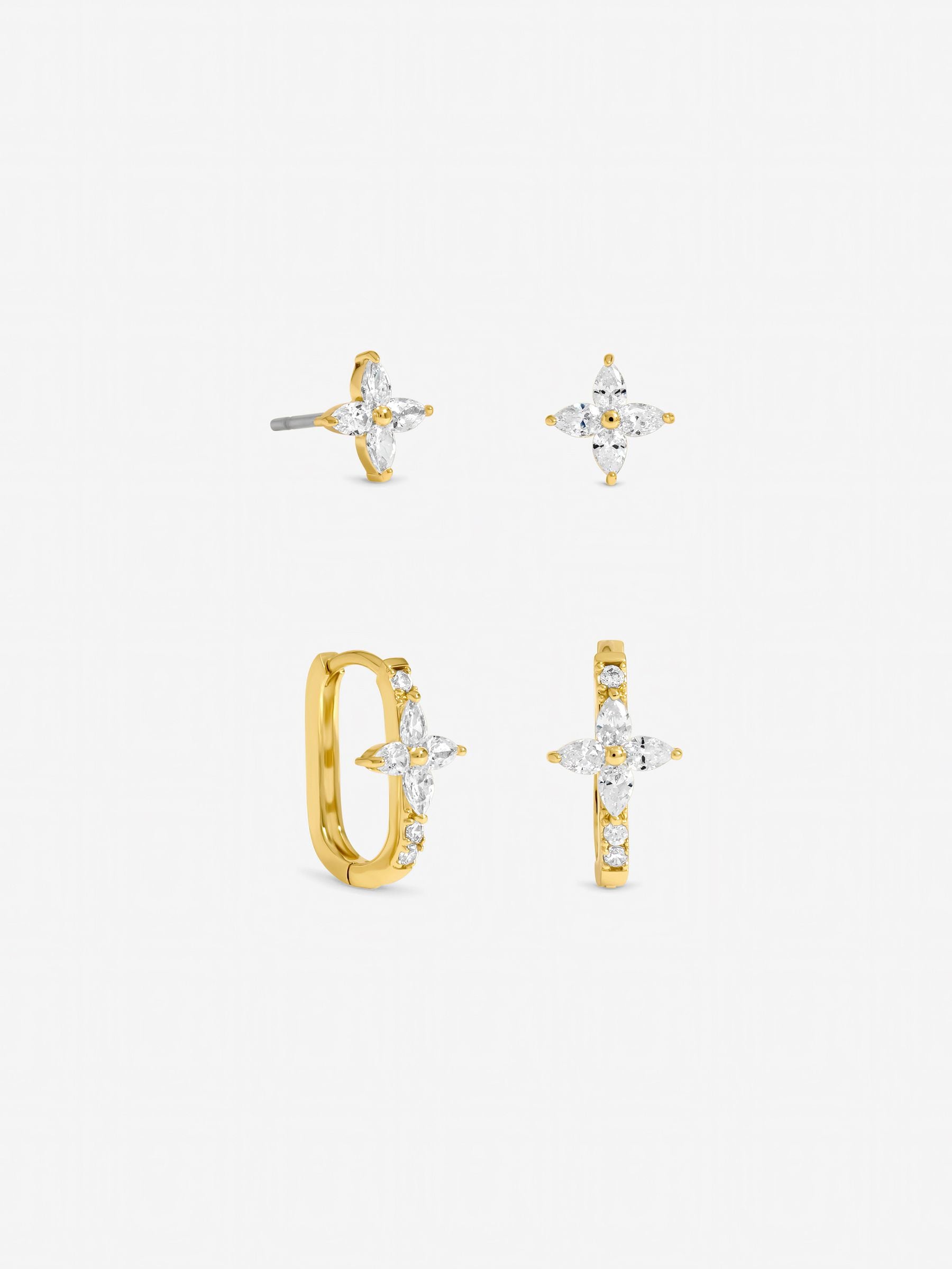 Jon Richard gold plated hoop earrings with crystal butterfly motifs, pack of 2 - British product