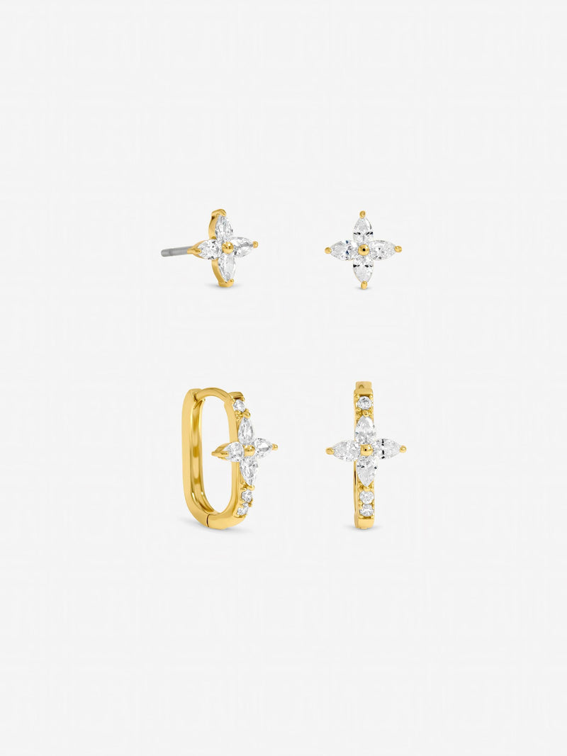 Jon Richard gold plated hoop earrings with crystal butterfly motifs, pack of 2 - British product