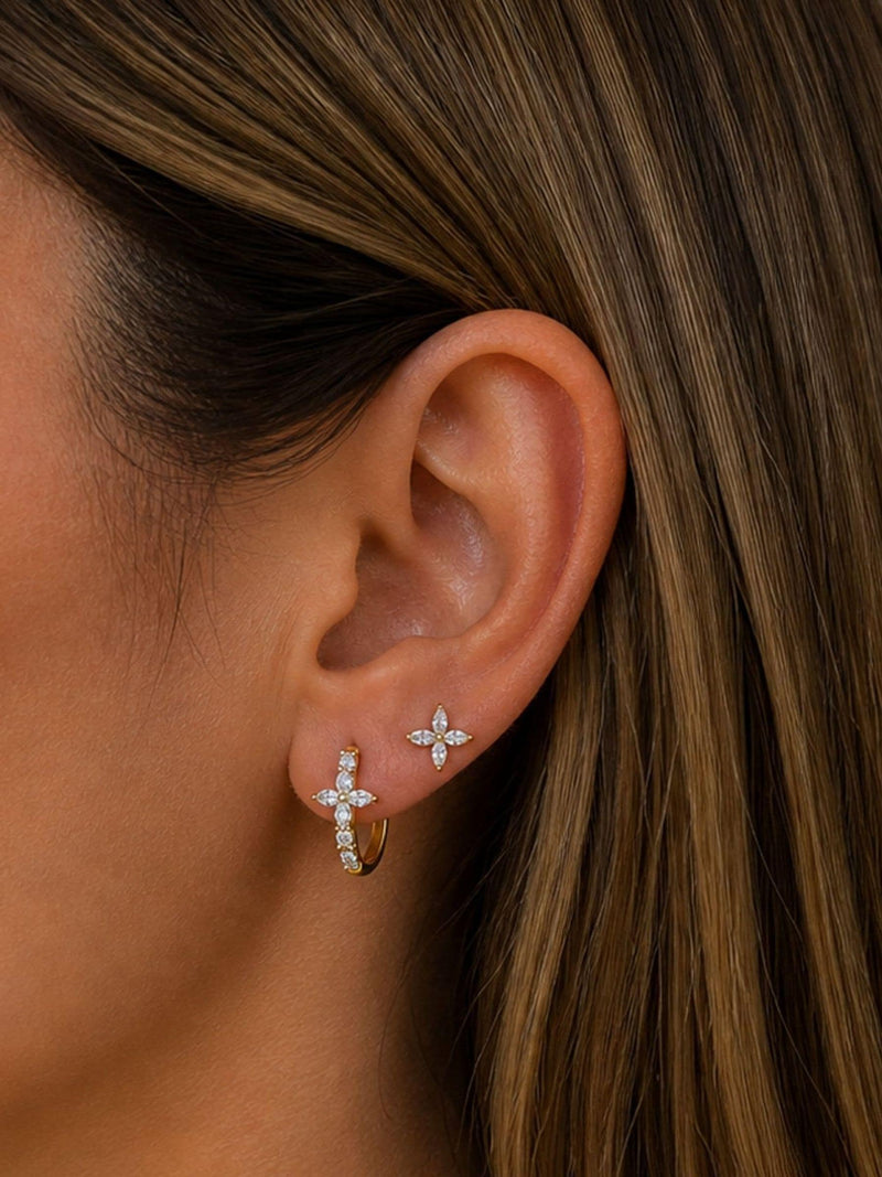 Jon Richard gold plated hoop earrings with crystal butterfly motifs, pack of 2 - British product