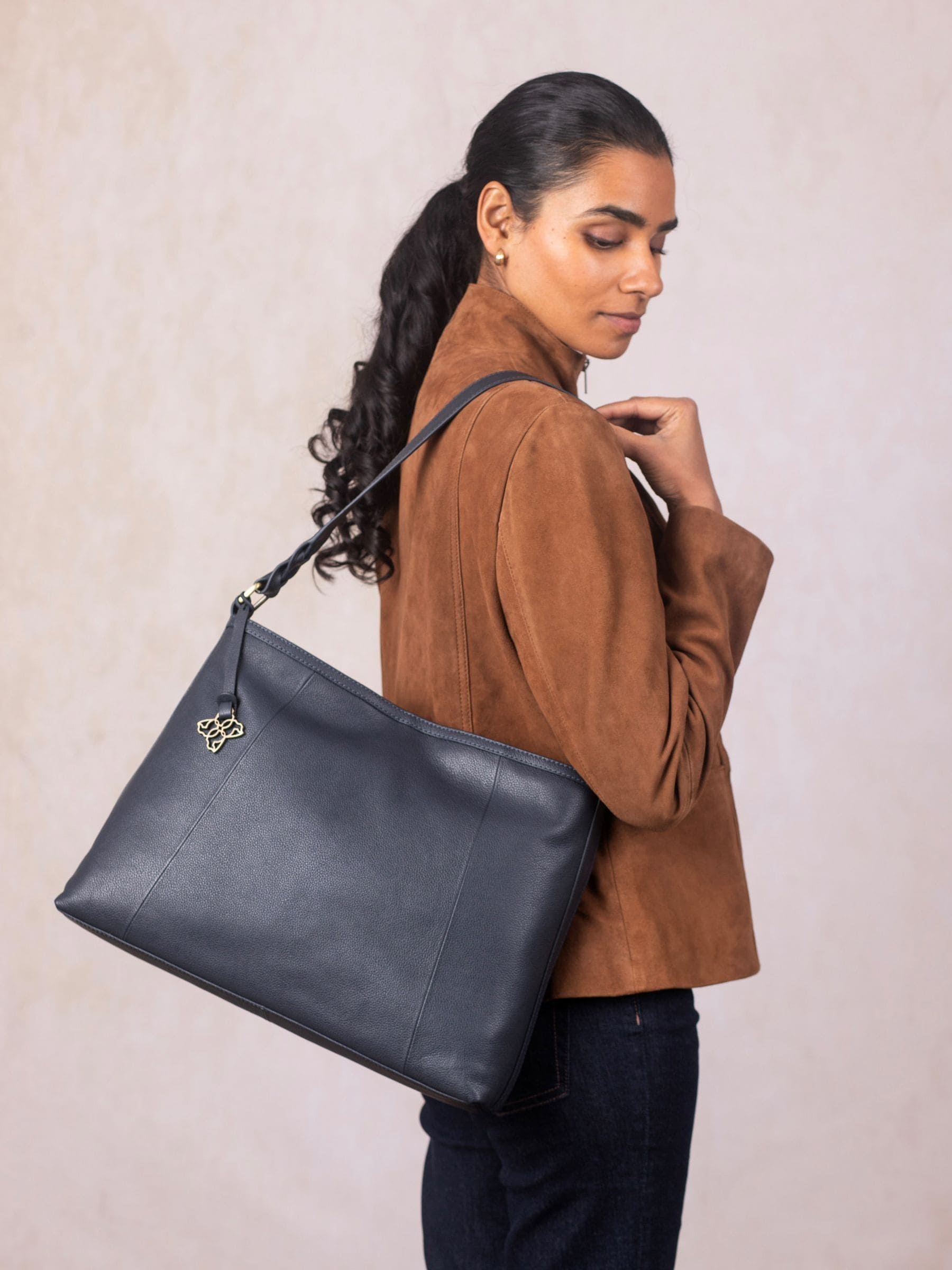 Lakeland Leather blue Howgill hobo bag - British product