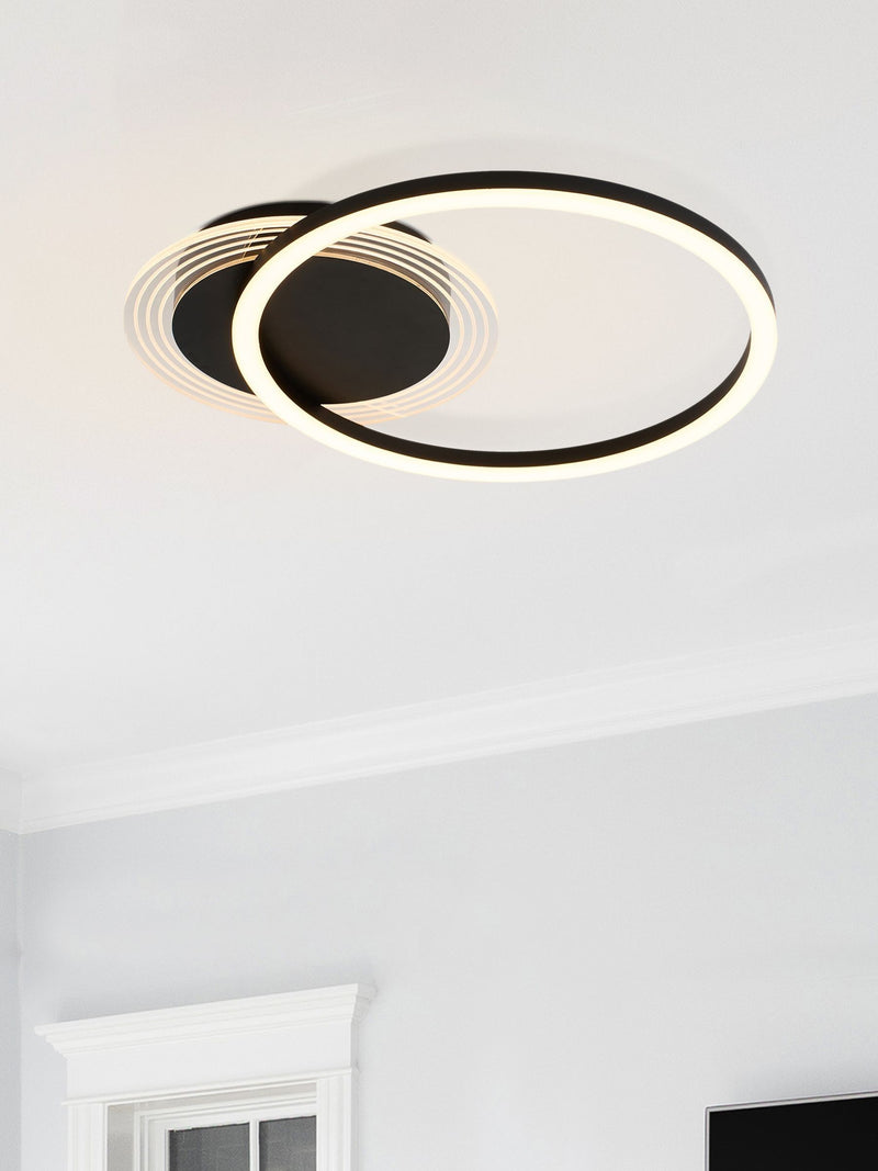 Searchlight Black Deni metal LED flush ceiling light (British brand)