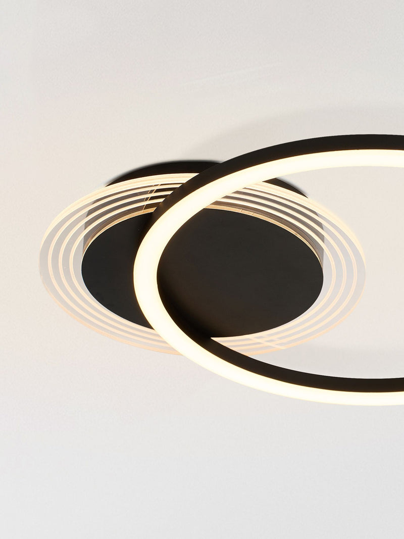 Searchlight Black Deni metal LED flush ceiling light (British brand)