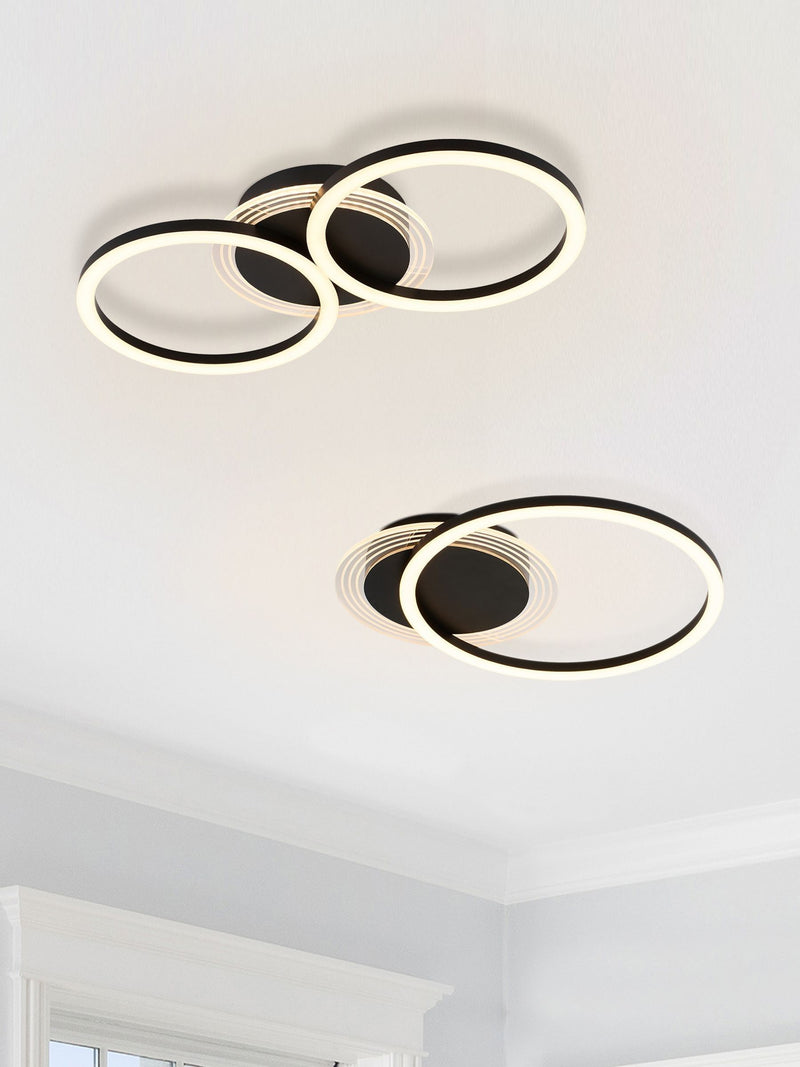 Searchlight Black Deni metal LED flush ceiling light (British brand)