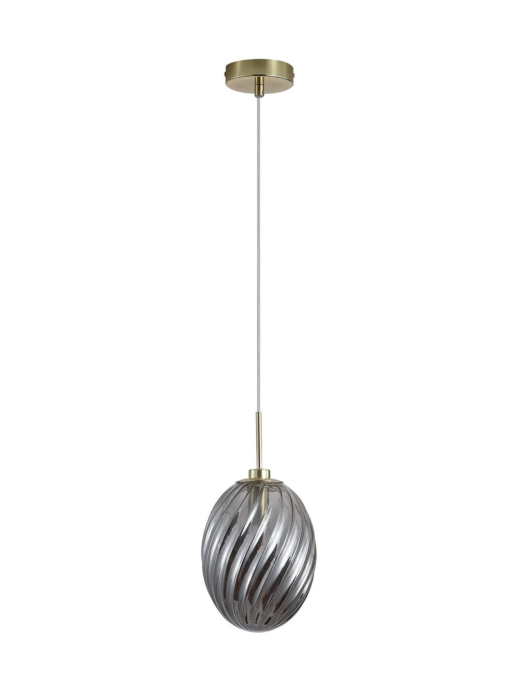 Searchlight satin brass smoked glass pendant light 16cm - British product
