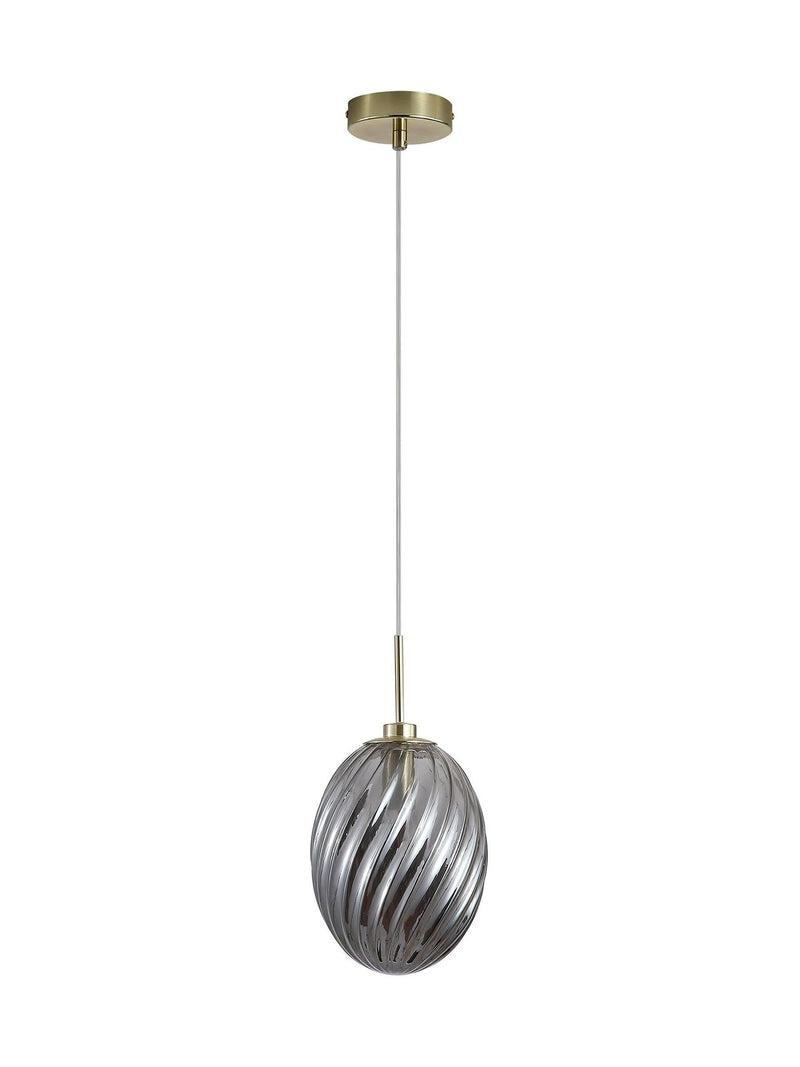 Searchlight satin brass smoked glass pendant light 16cm - British product