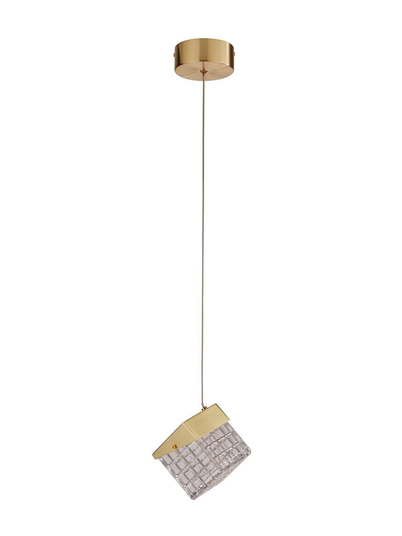 Searchlight satin brass and clear Dana pendant light, imported from the UK