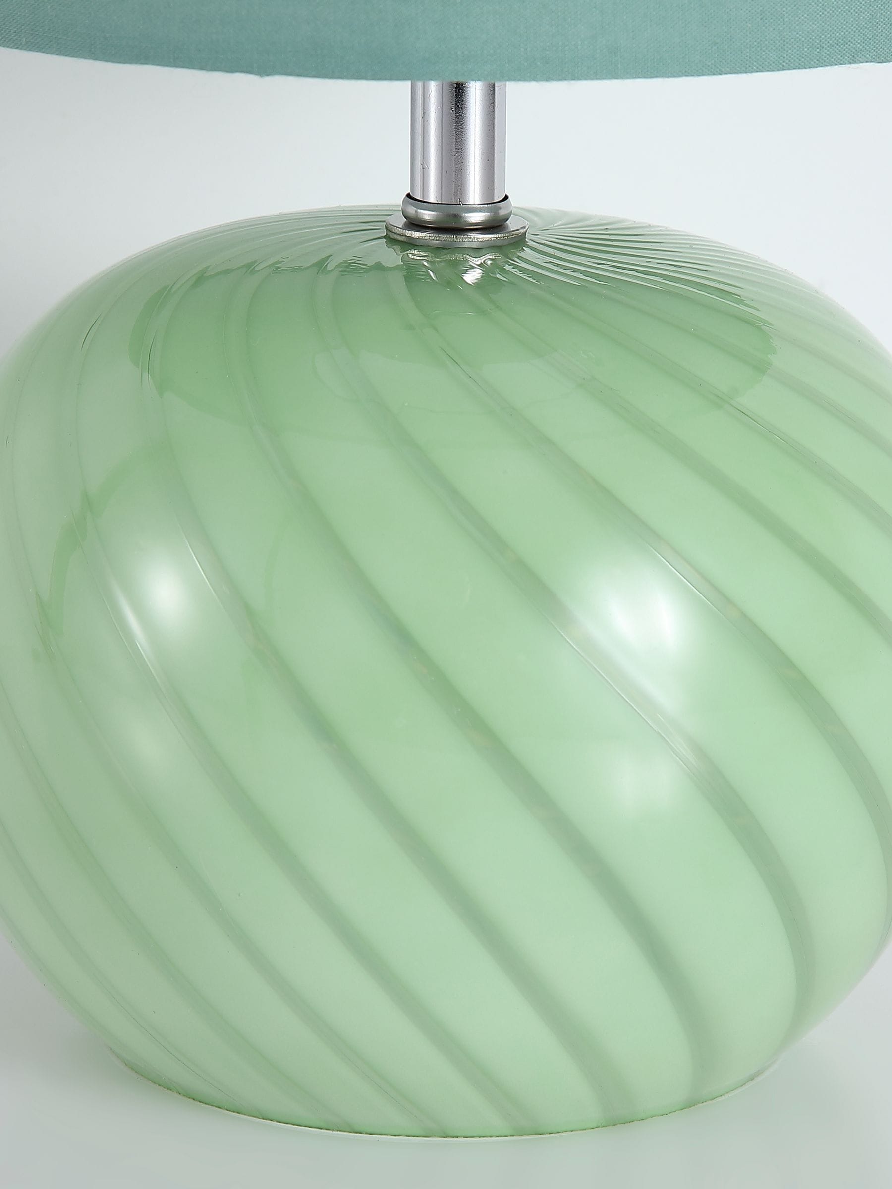 Searchlight Green table lamp with swirling glass and linen shade, imported from the UK