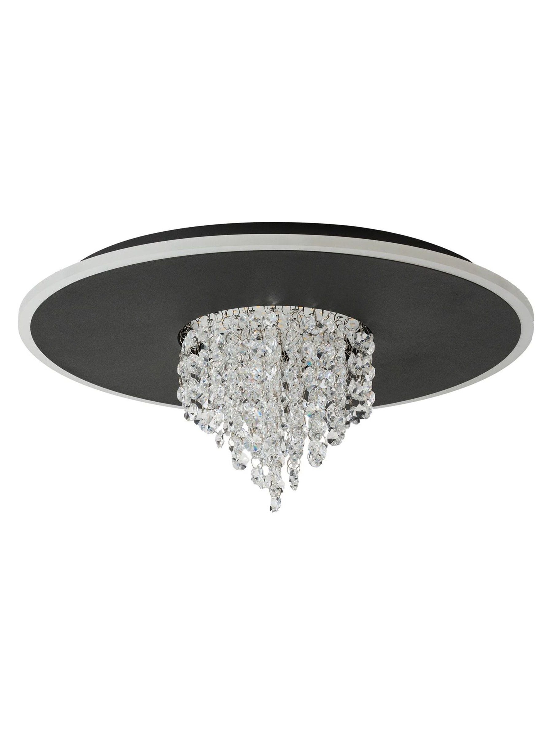 Searchlight Black Marlene crystal glass LED flush ceiling light - British product