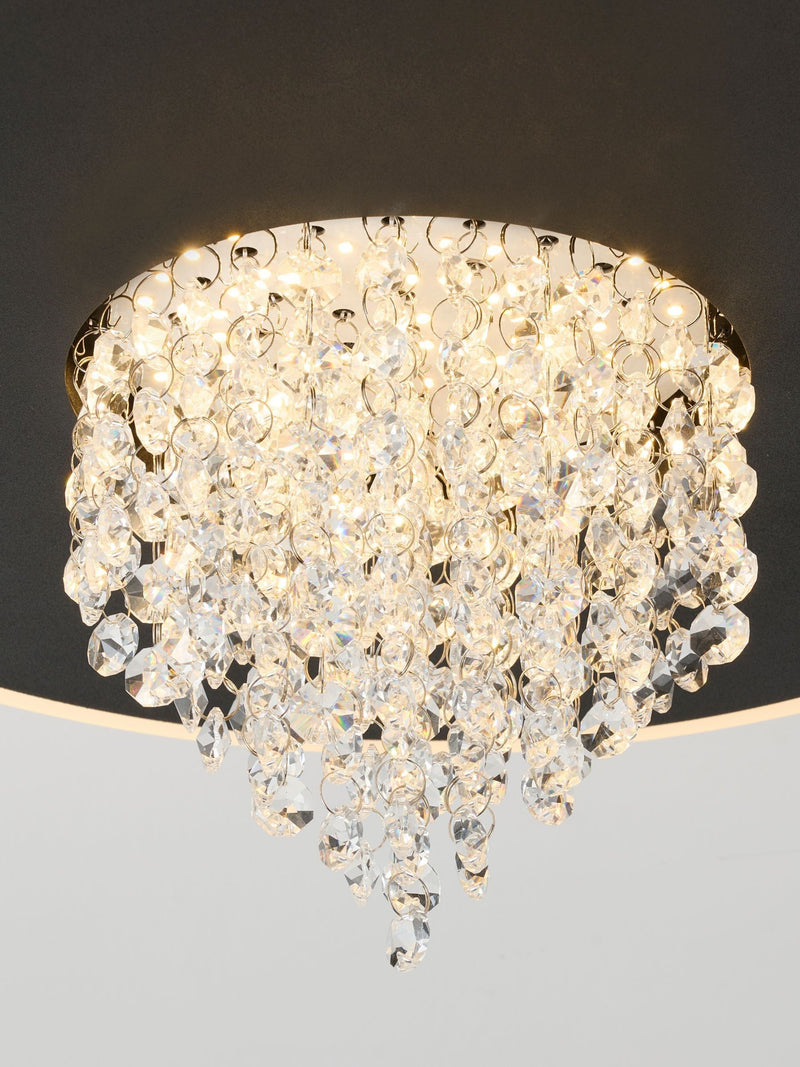 Searchlight Black Marlene crystal glass LED flush ceiling light - British product