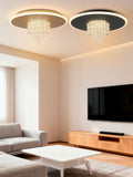 Searchlight Black Marlene crystal glass LED flush ceiling light - British product