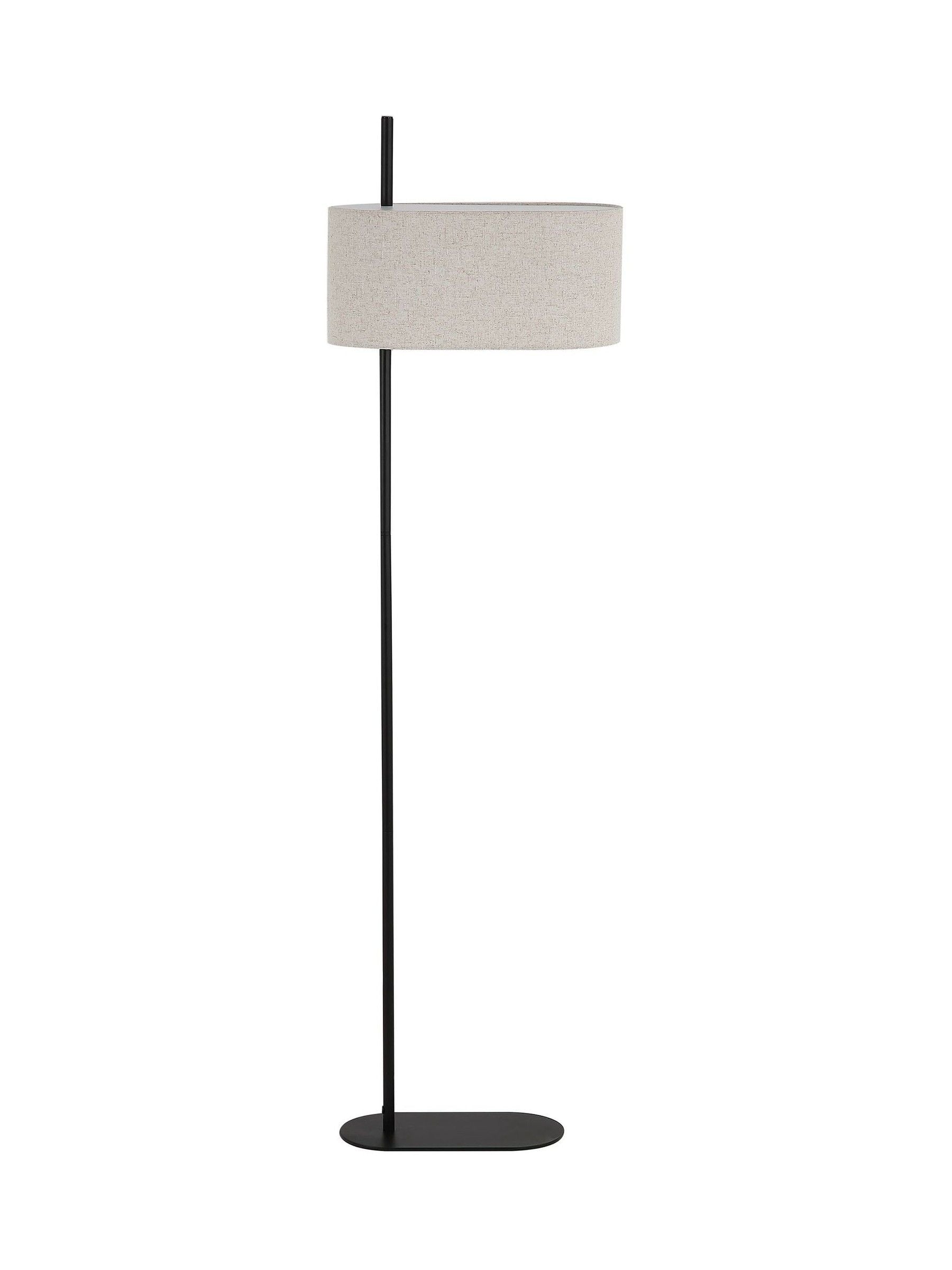 Searchlight floor lamp matte black linen shade 142cm - British product
