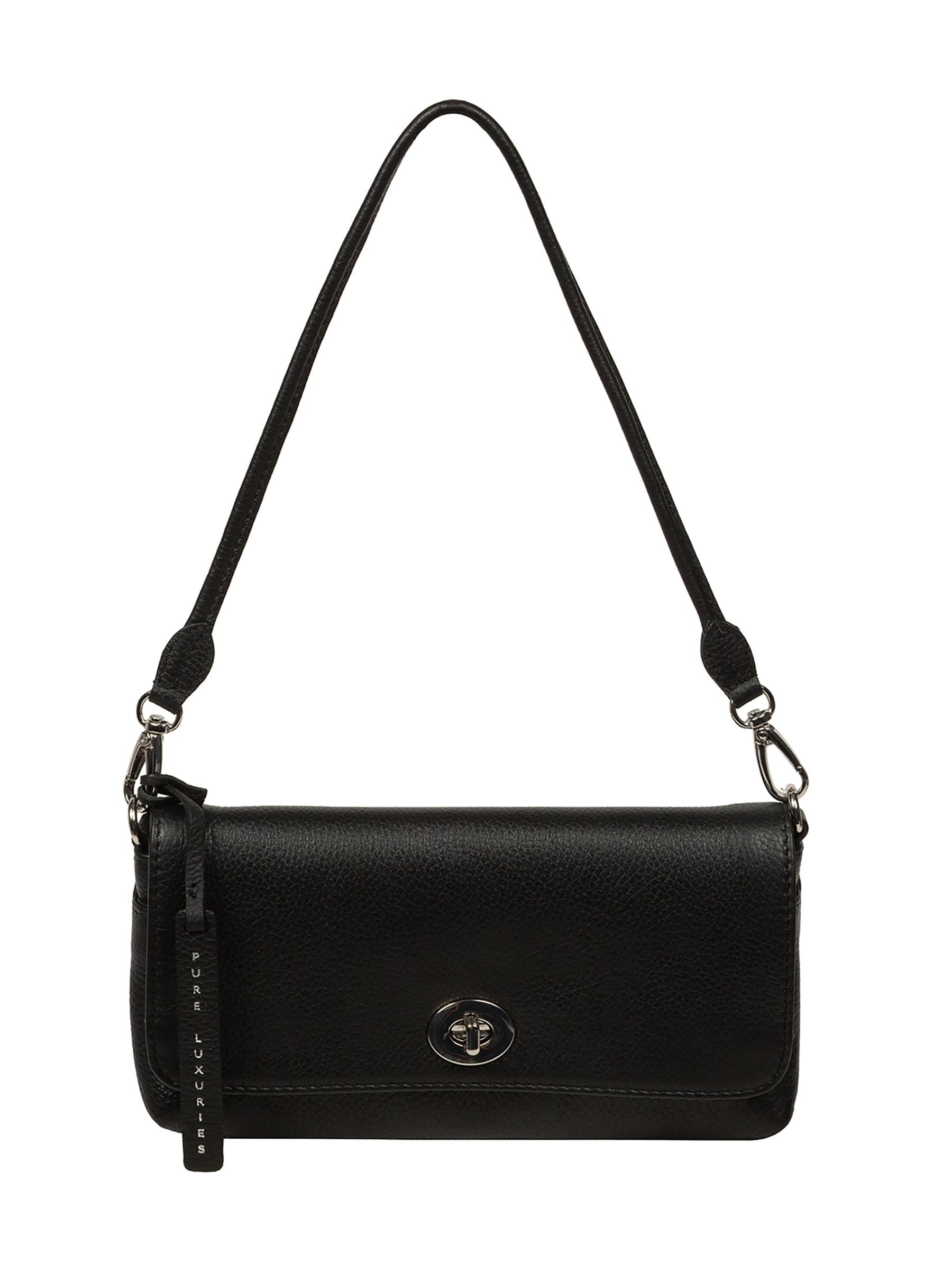 Pure Luxuries London Christabel black leather cross-body bag, UK version