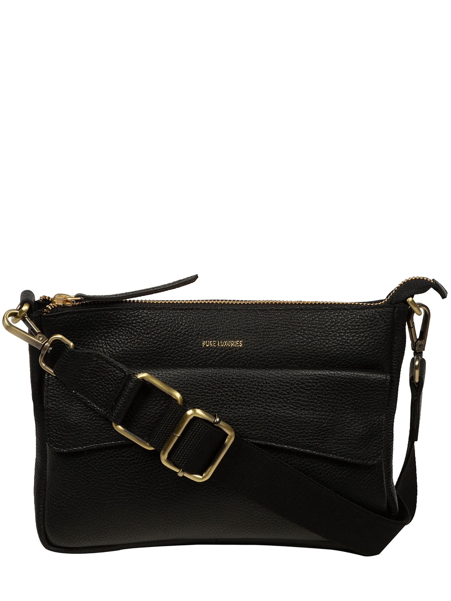 Pure Luxuries London Black Jessamine leather cross-body bag - British product