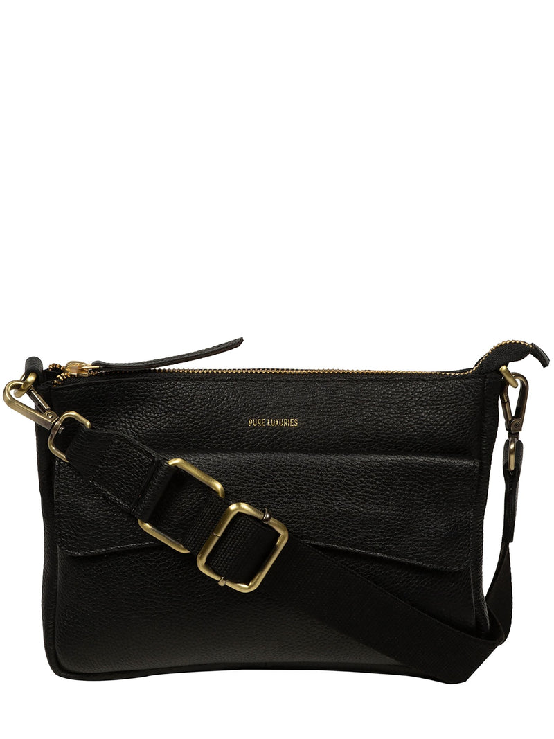 Pure Luxuries London Black Jessamine leather cross-body bag - British product