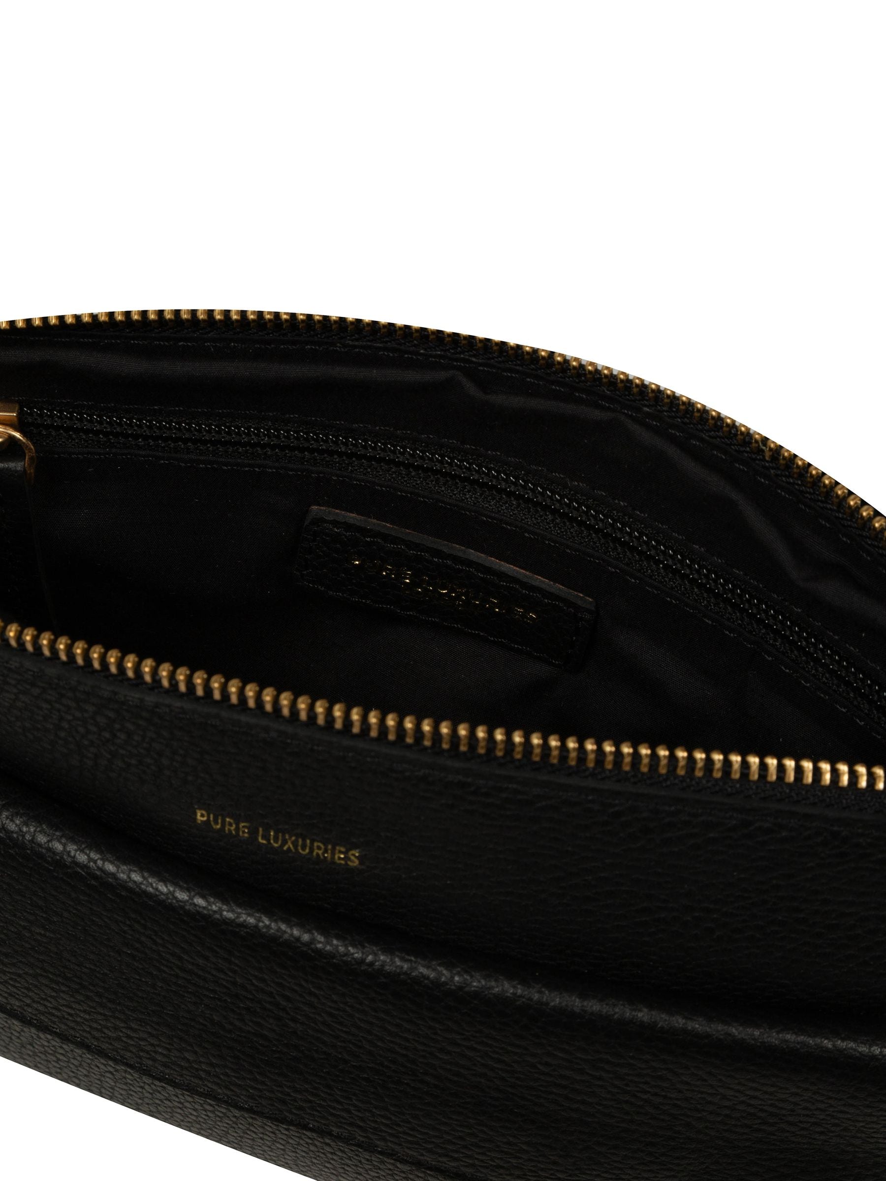 Pure Luxuries London Black Jessamine leather cross-body bag - British product