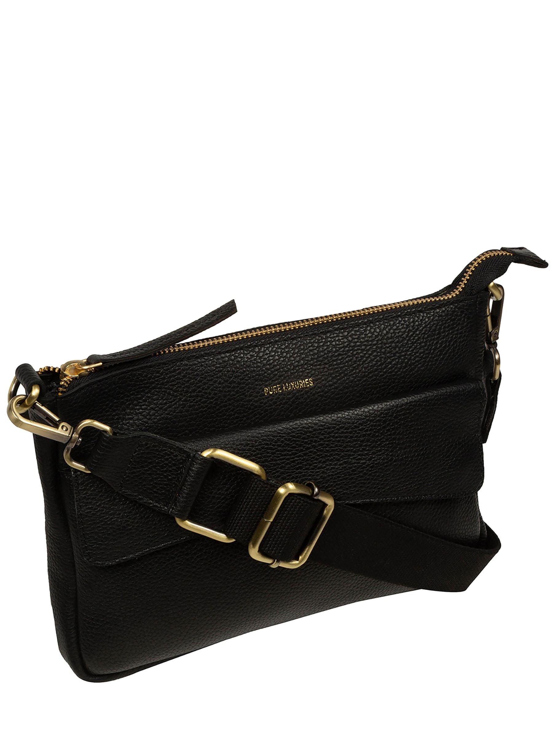Pure Luxuries London Black Jessamine leather cross-body bag - British product