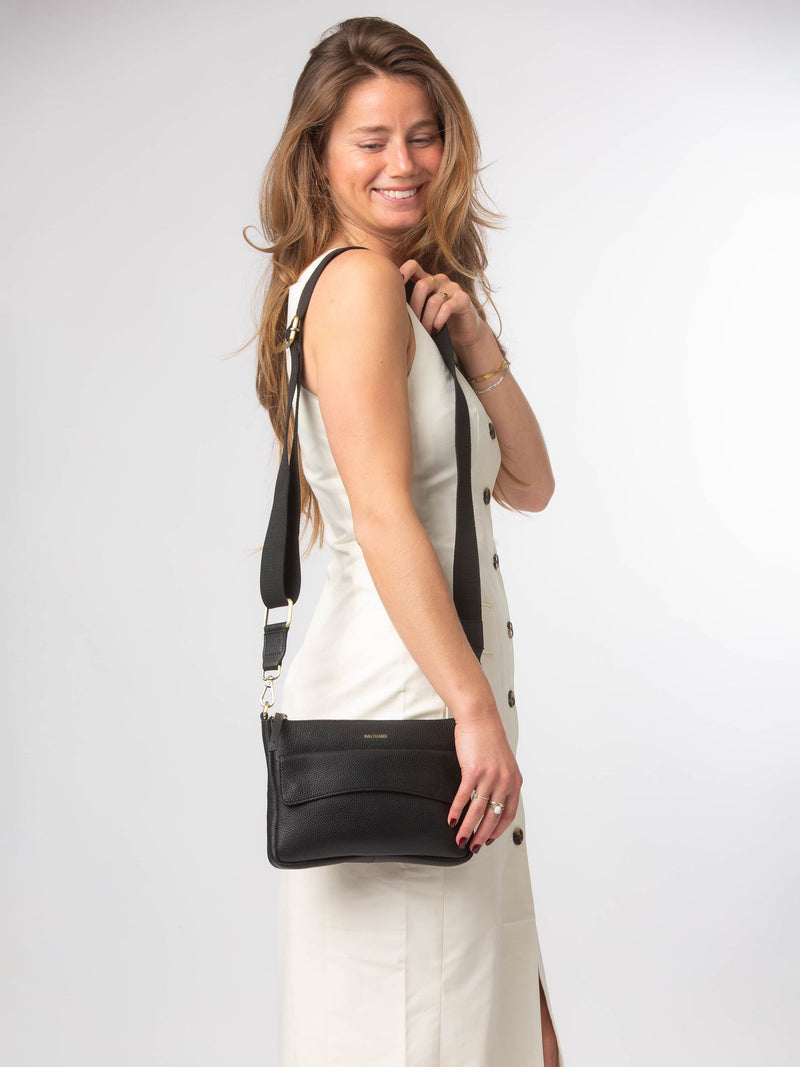 Pure Luxuries London Black Jessamine leather cross-body bag - British product