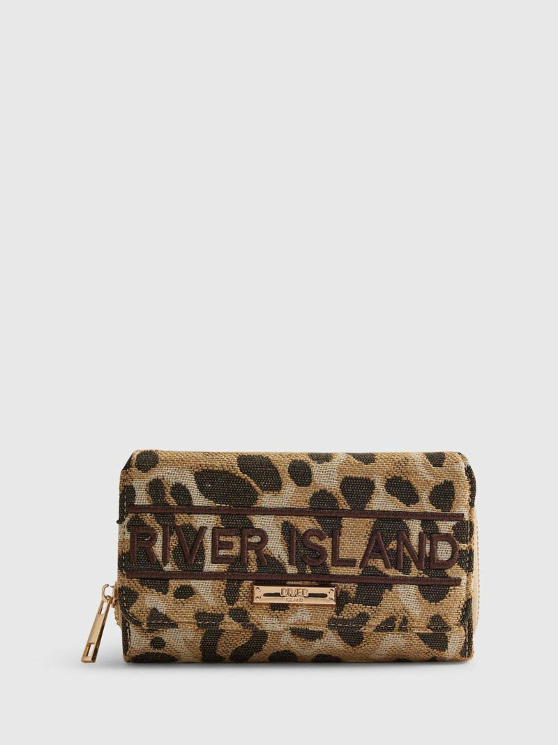 River Island brown leopard flap zip purse (British brand)