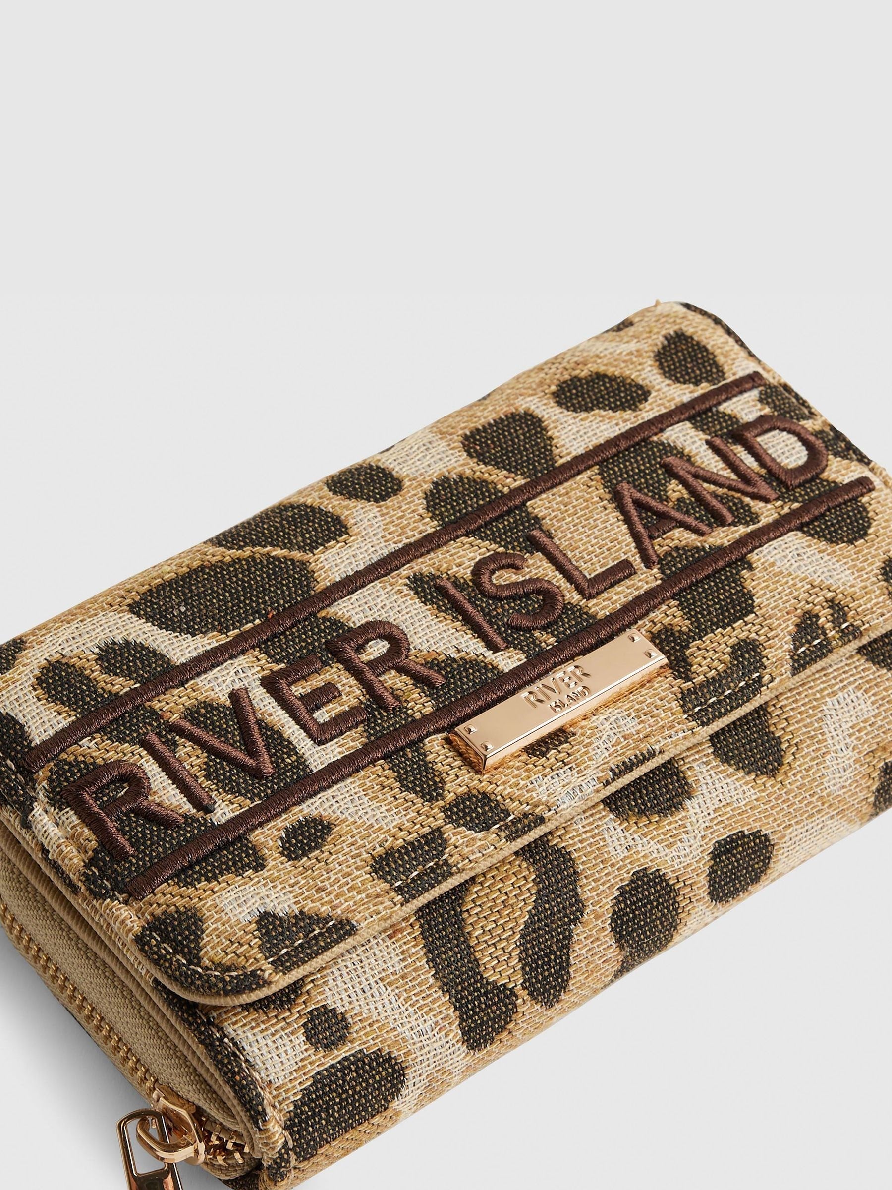 River Island brown leopard flap zip purse (British brand)