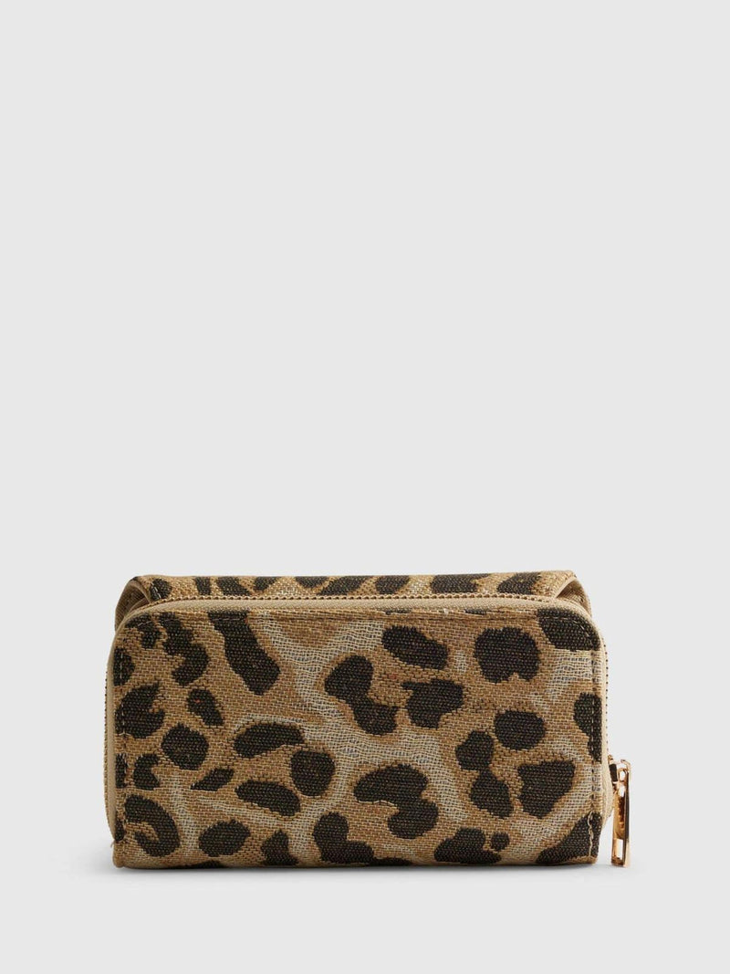 River Island brown leopard flap zip purse (British brand)