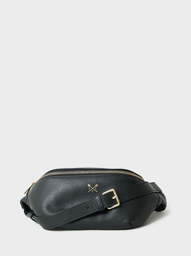 Crew Clothing black leather belt bag, imported from the UK