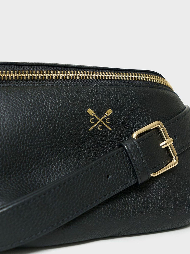 Crew Clothing black leather belt bag, imported from the UK