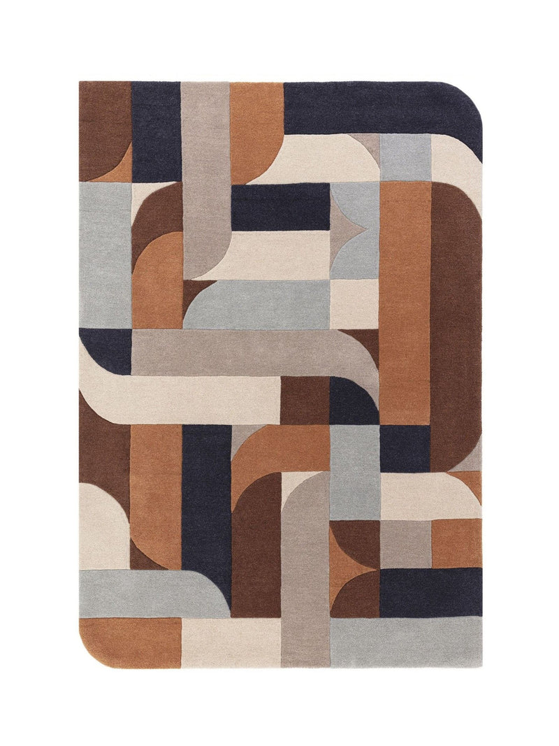 Asiatic Rugs Matrix Klotski terracotta wool rug, UK version