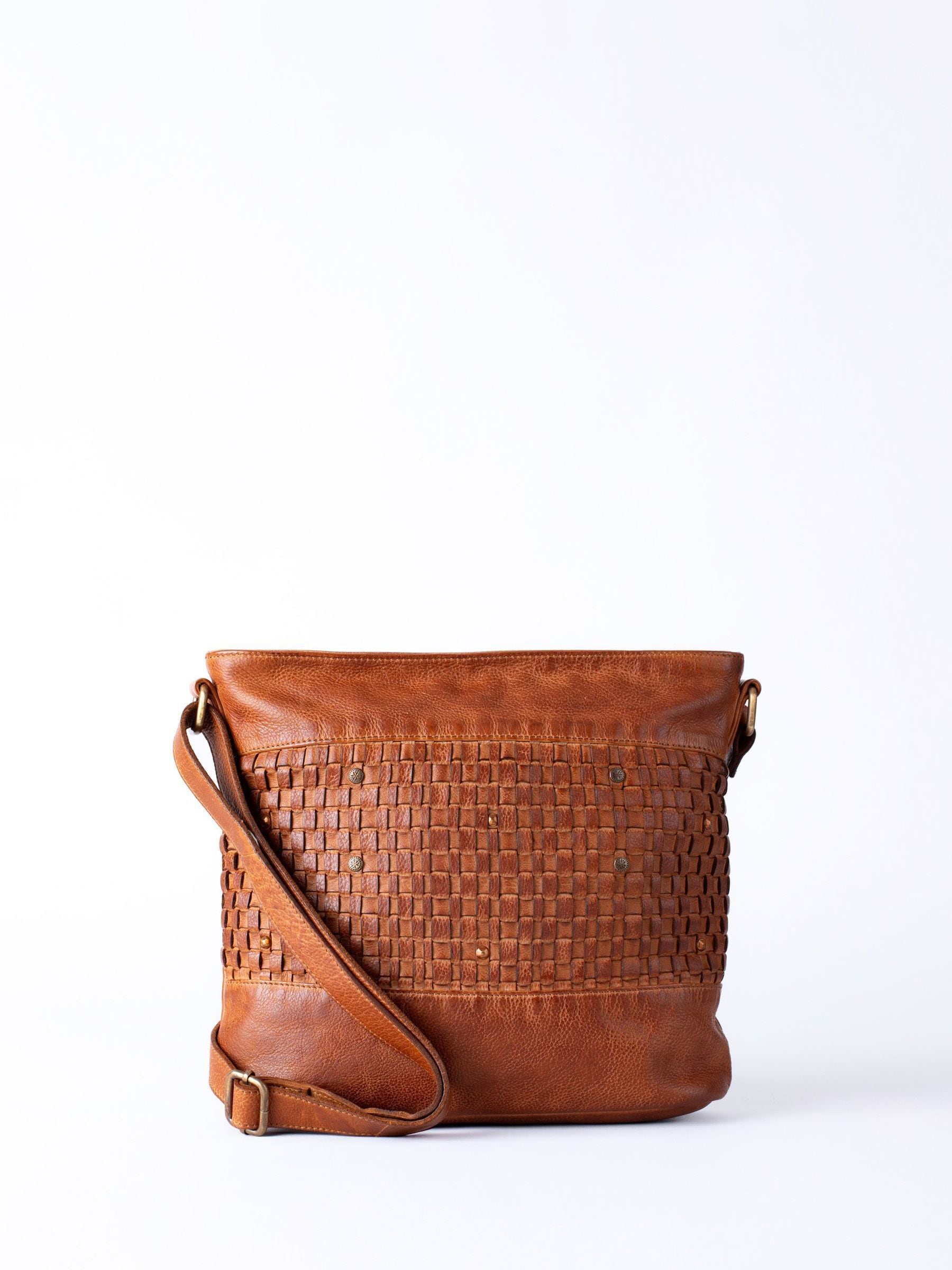 Lakeland Leather Storrs woven cross-body bag in brown - British product