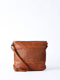 Lakeland Leather Storrs woven cross-body bag in brown - British product