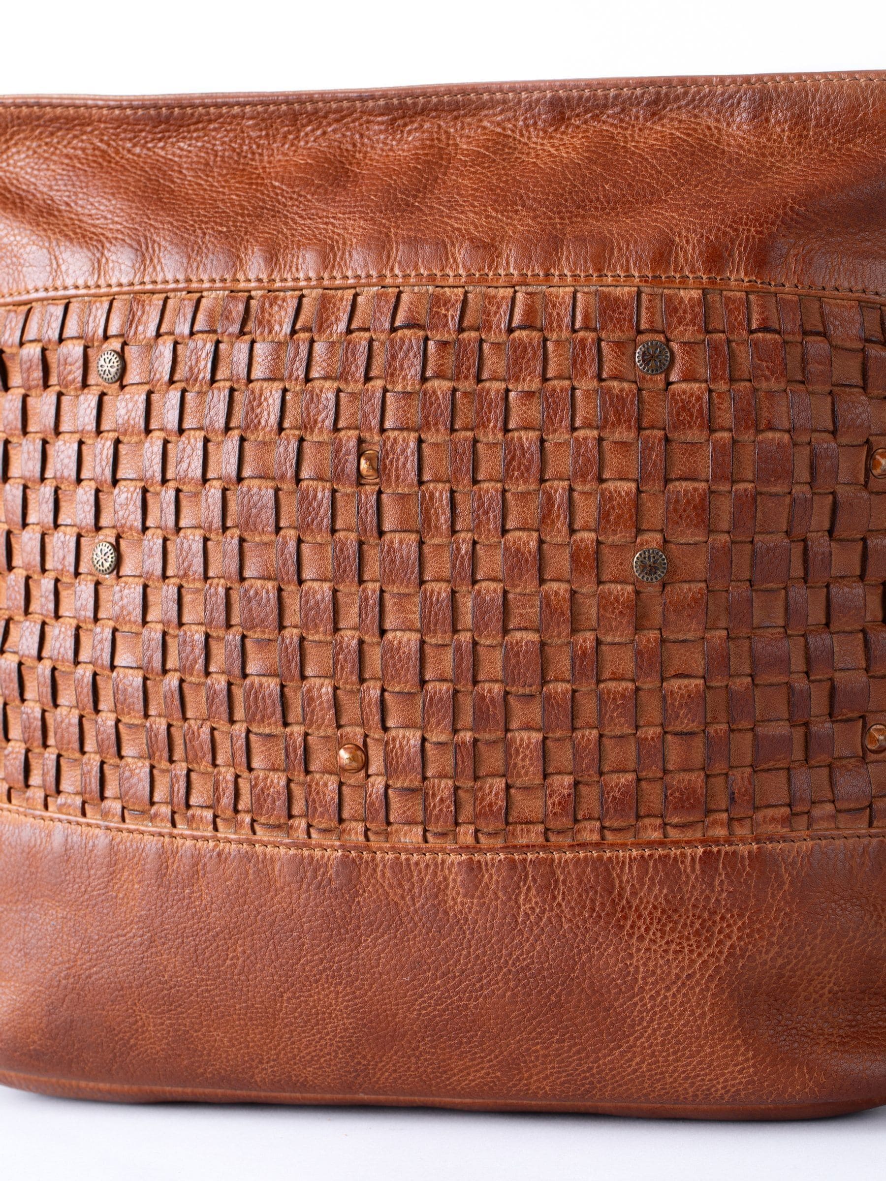 Lakeland Leather Storrs woven cross-body bag in brown - British product