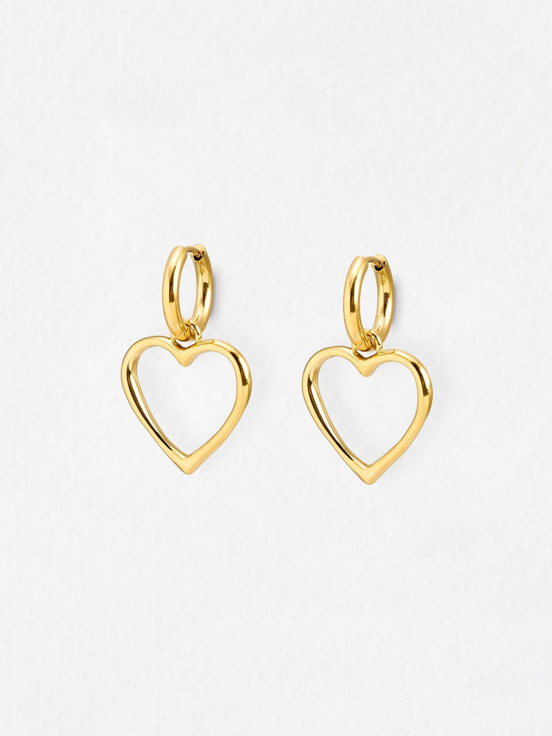 Oliver Bonas gold tone Danica heart drop earrings - British product