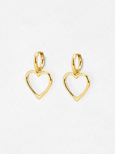 Next Oliver Bonas Danica Gold Tone Stainless Steel Heart Drop Earrings- Buy online at McGrocer