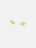 Oliver Bonas Gold Amor mother of pearl heart and arrow stud earrings, UK version