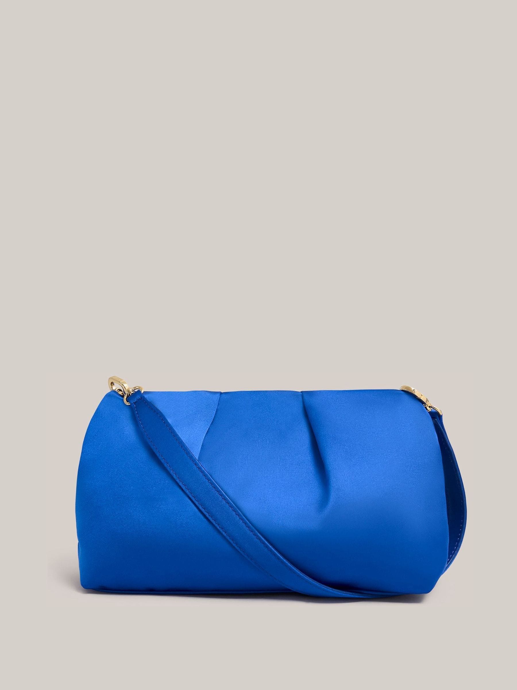 Hobbs Blue Clifton satin clutch bag, UK version