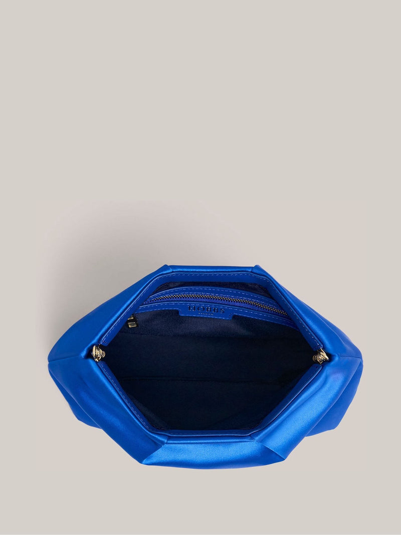 Hobbs Blue Clifton satin clutch bag, UK version