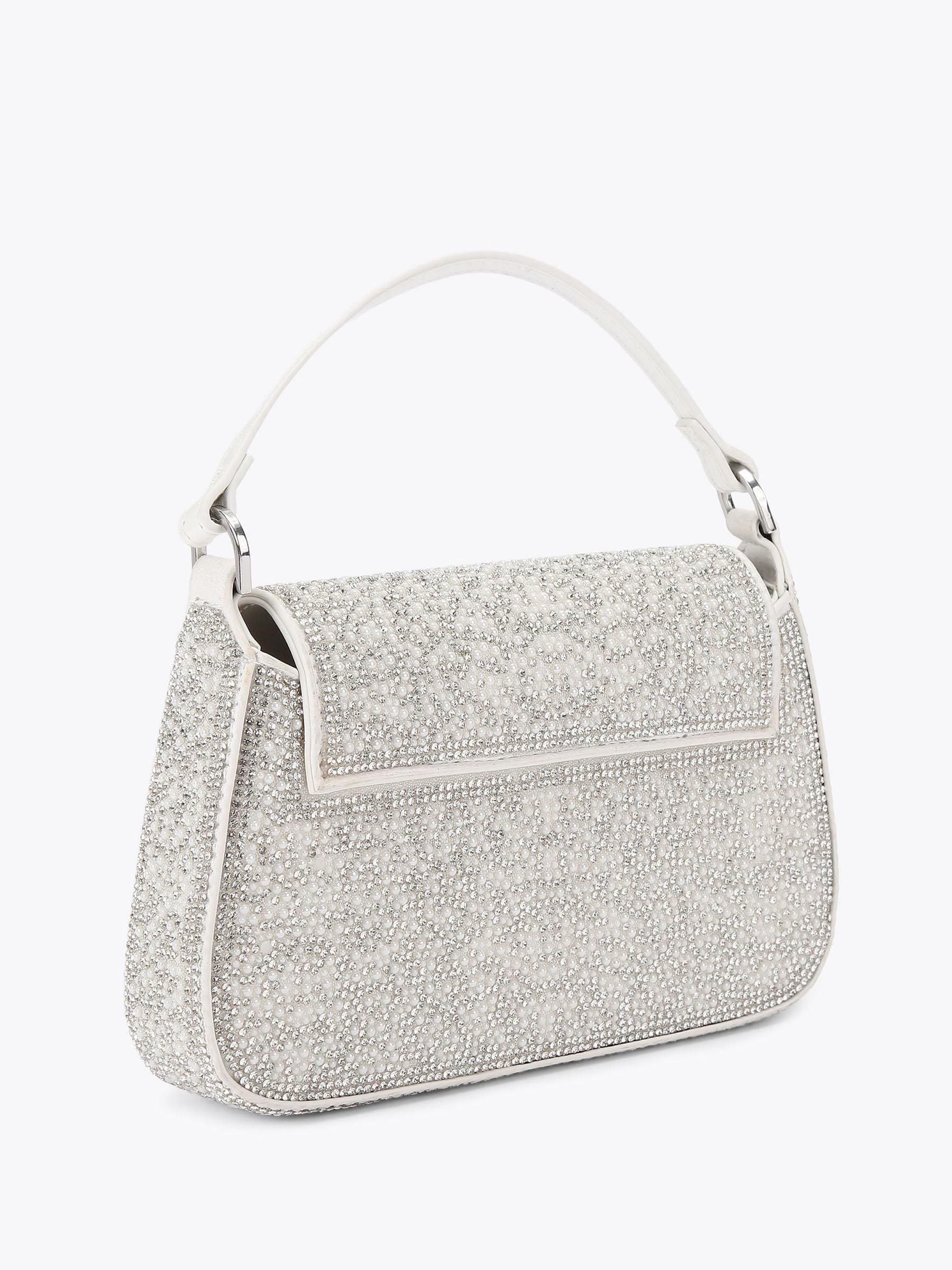 Carvela White Diana top handle bag crystal faux pearl - British product