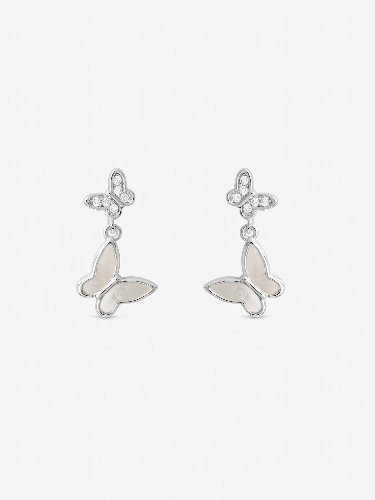 Inicio butterfly double drop earrings with cubic zirconia - British product