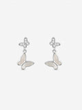 Inicio butterfly double drop earrings with cubic zirconia - British product