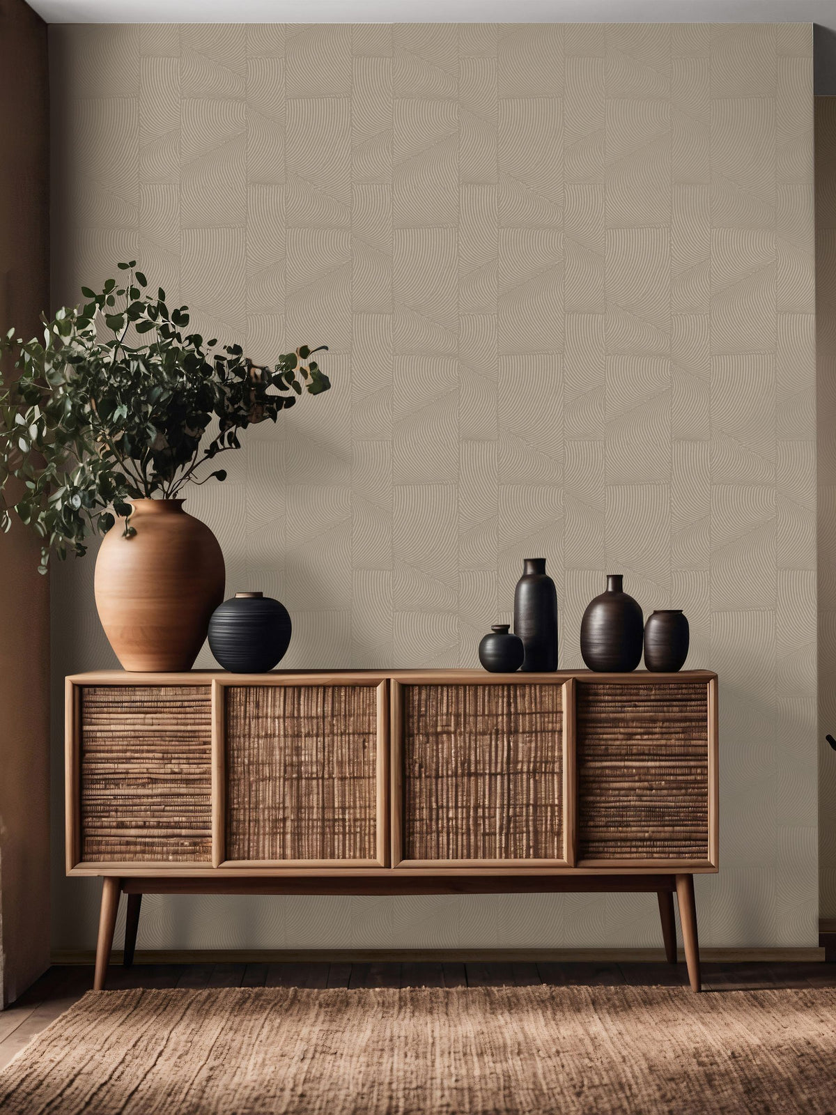Galerie Wallcoverings beige terra abstract clay wallpaper 10.05m, imported from the UK