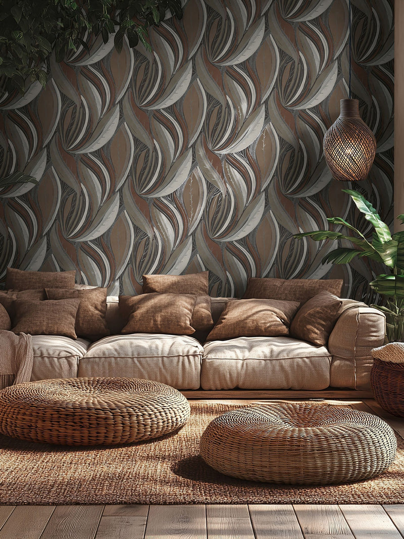 Galerie wallpaper Brown Horizon Tree Leaf 10.05m - British product